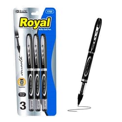 BAZIC Products BAZIC Royal Rollerball Pen 0.7mm Black Color, Regulator Flowing Liquid Ink Pens, Rolling Ball Pens Smooth Writing for Office (3/Pack), 1-Pack