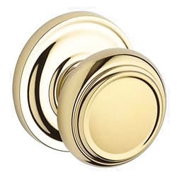 Baldwin PV.TRA.TRR Traditional Privacy Knobset with Traditional Round Rose, Polished Brass