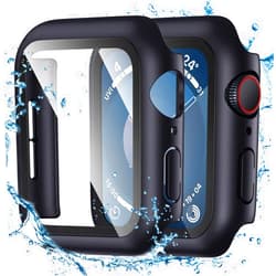 Tensea for Waterproof Apple Watch Screen Protector Case Series 9 8 7 45mm Accessories, iWatch Protective PC Face Cover Built-in Tempered Glass Film, Sweatproof Bumper for Women Men, 45 mm