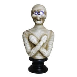 Ebros Gift Egyptian King Tut Embalmed Corpse Mummy Sarcophagus Bust Figurine with LED Light Up Eyes 12.5