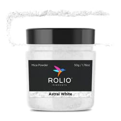 Rolio Premium Mica Powder - Astral White (50G / 1.76oz) - 1 Jar of White Pigment Powder for Epoxy Resin, Dye, Soap Making, Nail Polish, Paint, Candle Making, Bath Bombs, Slime