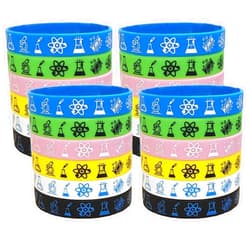 ATSMOICY 24PCS Science Rubber Bracelets Silicones Wristbands - Future Mad Scientist Natural Science Arts Birthday Baby Party Favors Decorations