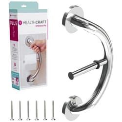 HEALTHCRAFT Plus 2-in-1 Toilet Paper Holder and Grab Bar (14 Inch) | ADA Compliant Safety Grab Bar for Seniors, Wall-Mounted, Supports Up to 500 lbs, Polished Chrome
