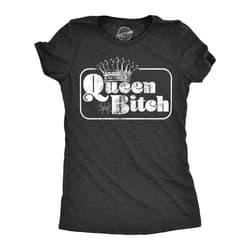 Crazy Dog T-Shirts Womens Queen Bitch Tshirt Funny Sarcastic Tee for Ladies