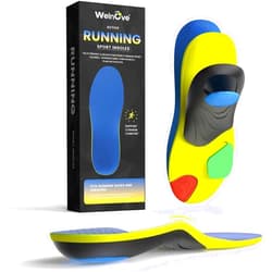 Welnove Plantar Fasciitis Insoles – Sport Arch Support Insoles for Running, Hiking & Standing All Day – Shock Absorption, Heel Pain Relief Heel Spur Insert for Sneakers & Boots,Blue,Large