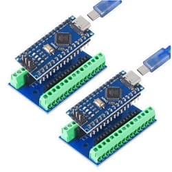DWEII 2Sets Pre-soldered Nano V3.0 Board with Nano Terminal Adapter Shield Expansion Board CH340G Chip 5V 16M, Microcontroller Compatible with Arduino Nano