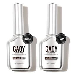 GAOY 16ml 2 Pcs Glassy Gel Top Coat and Base Coat Set,No Wipe Foundation Combination for UV Light Cure Nail Polish