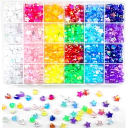 JJzxwish 840 PCS Acrylic Beads Heart Star Shape Beads for Jewelry Making, Clear Acrylic AB Colors Bead Assortments Colorful Charming Beads Loose Beads Spacer for DIY Necklace Bracelet Jewelry Craft Making