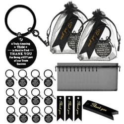 Yinkin 36 Pcs Employee Appreciation Gifts Thank You Coworker Keychain Gifts with Organza Bags and Thank You Cards(Black)