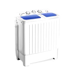 Giantex Portable Mini Compact Twin Tub Washing Machine 20lbs Washer Spain Spinner Portable Washing Machine, Blue+ White