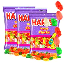 Sweetzo 2025 Easter Happy Chick Gummies, Spring Themed Gummy Candy, Shareable Bags, Fruit Flavored, 4 Ounces (Pack of 3)