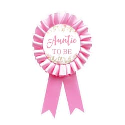 WOWOPA Auntie To Be Tinplate Badge Pin, Gender Reveal Baby Shower Pin, Pink Leaves Pattern Pink Satin Fabric Button Party Decorations - 1pcs