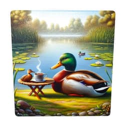 CDSASHCA Morning Serenity Duck & Coffee Pond Scene Decorative Wall Art Decor Vintage Metal Tin Sign,Ideal For Home Decor,Kitchen,Pub,Cafe,Outdoor Patio,Antique Original Tinplate For Farmhouse Garden 12x12inch