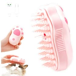 WITIFIG Cat Steam Brush, 3 in 1 Pet Steam Brush, Electric Steamy Cat Brush, Steam Cat Brush Silicone Self Cleaning Cat Steam Brush for Shedding, Massage, and Clean (Pink)