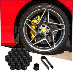 Bestmoy 20PCS Car Wheel Nut Caps, 17mm Hex Lug Nut Bolt Covers with Remover Tool, Screw Caps for Car Tires, Automotive Wheel Hub Lug Nut Protector (Black)