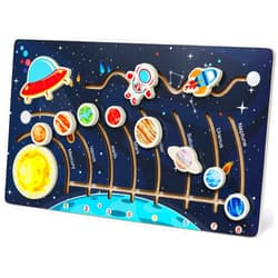 Zeoddler Movable Solar System Puzzle for Kids 3-6, Wooden Space Toys, Planets for Kids Preschool Learning Activities, Gift for Boys, Girls