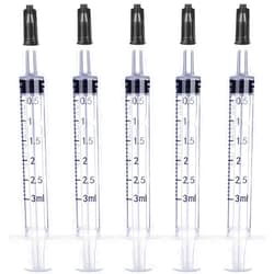 Foosi 3ml Plastic Syringe Without Needle for Liquid - Measuring Syringes with Caps , Separate Sterile Packaging , Pet Medicine Small Syringe for Cats and Dog - 3 ml 5Pack