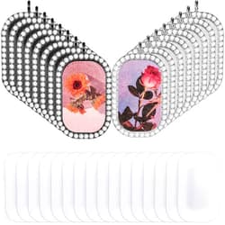 Hicarer Rhinestone Pendant Tray Set Includes 8 Rhinestone Bezel Oval Pendant Bases and 8 Glass Cabochons Jewelry Making DIY for Necklace Bracelet Craft Project Photo Ornament(16 Pieces)