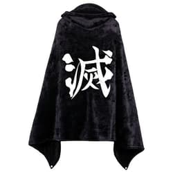 ShioewBy Anime Demon Slayer cosplay wearable hooded Blanket Soft Cozy cosplay Fleece Embroidered Blanket