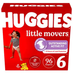 Huggies Size 6 Diapers, Little Movers Baby Diapers, Size 6 (35+ lbs), 96 Ct (2 Packs of 48)