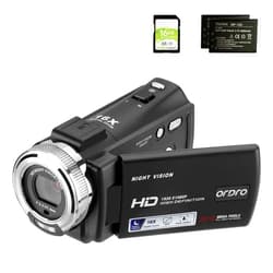 ORDRO Camcorders HDV-V12 HD 1080P Video Camera Recorder Infrared Night Vision Camera Camcorders with 16G SD Card and 2 Batteries