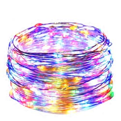 XCRCFUN 33FT 100 LED Silver Wire String Lights Fairy String Lights Battery Operated LED String Lights for Christmas Wedding Party Home Holiday Decoration (Multicolor)