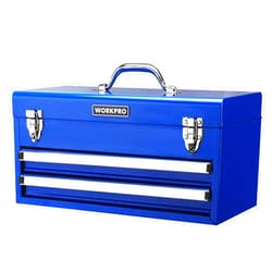 WORKPRO Tool Box with Drawers, 18 Inch Metal Tool Box with 2 Drawers and 1 Top Storage, Portable Tool Box Metal Latch and Liner for Garage, Office and Home Storage, 100 LBS Load Capacity (Totally)