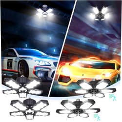 Amiluo LED Garage Light 2 Pack 5 Leaf 10000LM Bright Deformable LED Garage Lights & 150W Motion Sensor Garage Lights, 2 Pack 15000lm Garage Lighting Ultra Bright