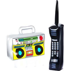 Gejoy 2 Pieces Inflatable Radio Boombox Inflatable Mobile Phone Props for 80s 90s Party Decorations Hip Hop Theme Birthdays Party Supplies