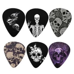 KEIAHUAN Guitar Plectrums Cool Skull Guitar Picks Classical Triangle for Bass, Acoustic & Electric Guitars Heavy Guitar Plectrums for Guitar Players 6 Piece