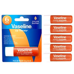 Vaseline Lip Therapy Cocoa Butter Lip Balm, 6 Pack