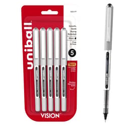 uni-ball Vision Rollerball Pens, Fine Point (0.7mm), Black, 5 Count