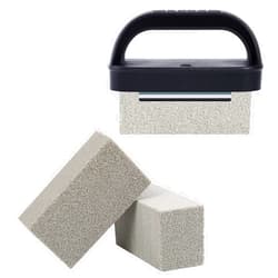 MOWOT Blackstone Griddle Cleaning Brick Block Heavy Duty Grill Cleaning Stone Bricks Non Scratch Flat Top Seasoning Stone Griddle Scrubber Cleaner Remove Greases Stains Residue -3 Pack with Handle