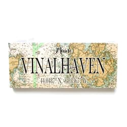 MapMom Vinalhaven Maine 3x9 Wood Coordinate Wall Hanging Sign; Shelfsitter | High Definition Ink Printed On Wood Home Décor Map | Ready to Hang | Perfect Gift for the Perfect Place