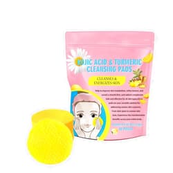 MUOCOBU Turmeric Cleansing Pads, Turmeric Kojic Acid Pads for Dull Skin, Turmeric Cleansing Pads for Face, Helps Balance Skin Oil And Water (Pink)