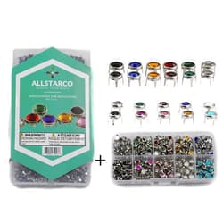 Allstarco Combo Bedazzler Rhinestones Refills Studs Kit 1350 Pieces Mixed Sizes and Colors for Garment Embellishments Crafts