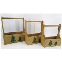 Mr. MJs Trading AI-4150-986 Tool Box Shape with Green Christmas Trees Crates, Set of 3