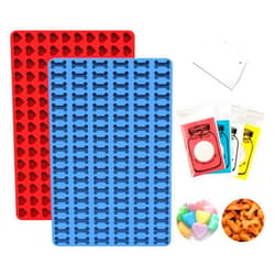KRLIFCSL Chocolate Molds, 258 Cavity Mini Heart & Bone Shape Silicone Molds for Making Candy, Cookies, Biscuit, with Baking Scraper Candy bags, Making Cute Candy for Your Family (Heart & Bone 2 pack)