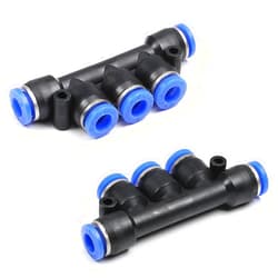 Othmro 2Pcs PK6 Plastic Connect Splitter Push to Tube Fittings 6mm OD Push Lock Blue Black