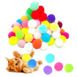 BHUCUTU 100 Pieces Cat Balls Cat Toys Cat Pom Pom Balls Cat Puff Balls Indoor Cats Interactive Play Ball for Cat Kittens Playing and Exercising, Assorted Color 1.2 Inches
