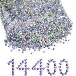 BEADSLAND Hotfix Rhinestones Bulk, 14400PCS Crystal Hot Fix Rhinestones for Crafts Clothes DIY Decoration, Crystal AB, SS10, 2.7-2.9mm