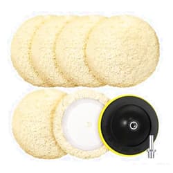 Tallew 6 Pieces Wool Buffing Pads Polishing Pads Cutting Pads Hook Loop Polishing Pad for Compound, Cutting and Polishing Car Polishing Pad Backing Plate (8 Inch)
