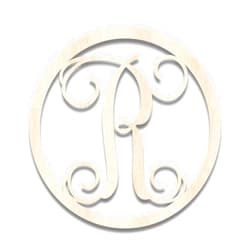 Back40Life - Precision Cut Vines Circle Wood Monogram Letter - 13-inch Unfinished R