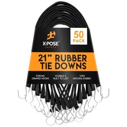 Xpose Safety Rubber Bungee Cords with Hooks 50 Pack 21 Inch (32” Max Stretch) Heavy-Duty Black Tie Down Straps for Outdoor, Tarp Covers, Canvas Canopies, Motorcycle, and Cargo - by Xpose Safety