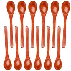 HAKSEN 12PCS Small Wooden Spoons, Mini Wooden Salt Spoons 5Inch Tasting Spoon Wooden Soup Spoon Serving Spoon for Coffee Tea Jam Bath Salts