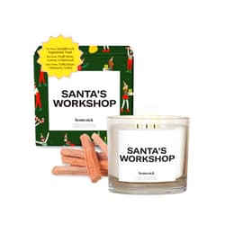 Homesick Scented Candles for Home (Santa’s Workshop) - 26 oz Long-Lasting Natural Soy Wax Blend Jar Holiday Candle Gifts for Christmas, 110-150 Hours Burn Time - Notes of Sandalwood & Fresh Snow