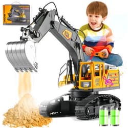 Digabi Remote Control Excavator Toys for Boys- Construction Toy Engineering Digger Truck, Excavator Toys for Boys 5 6 7 8 Year Old Educational Toys Kids Christmas Birthday Gift …