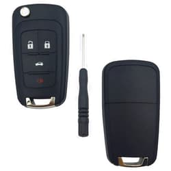 HERKIOCIO Flip Folding Remote Car Key Fob Cover Case fit for Buick Allure Encore Lacrosse Regal Verano/Chevy Camaro Cruze Equinox Impala Malibu Sonic/GMC Terrain Keyless Entry Key Fob Shell (4 Buttons-A)