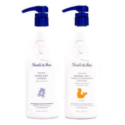 Noodle & Boo 2 Piece Bundle Super Soft Moisturizing Lotion for Daily Baby Care, 16 Fl Oz Kinder 3-in-1 Shampoo, Conditioner & Body Wash for Baby, 16 Fl Oz.