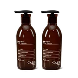 Osana Body Lotion Moisturizer for Dry Skin with Shea Butter & Coconut Oil- Vanilla & Coconut Scented - 15oz Dual Pack